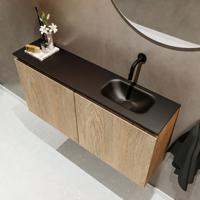 MONDIAZ TURE 100cm toiletmeubel washed oak. EDEN wastafel urban rechts geen kraangat - thumbnail