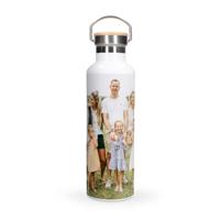 Drinkfles met naam en foto - Bamboe - Wit - thumbnail