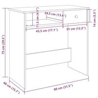 Bureau 80x40x75 cm bewerkt hout wit - thumbnail