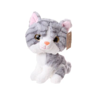 Take Me Home knuffel poes junior 22 cm pluche grijs/wit