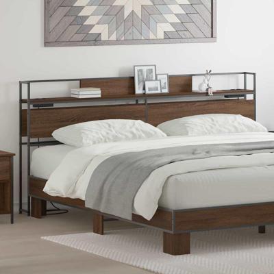 Opberghoofdbord met opslag bruin eikenkleur 200 cm Bewerkt hout