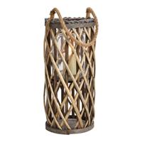 Lantaarn van hout en glas, bruin (B/H/D) 18x40x18 cm - thumbnail