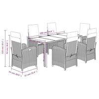 7-delige Tuinset met kussens poly rattan zwart - thumbnail