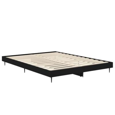 Bedframe LED massief hout zwart 140x190 cm