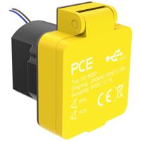 PCE U25050 Stopcontact (opbouw) Met USB-laaduitgang IP54 Geel - thumbnail