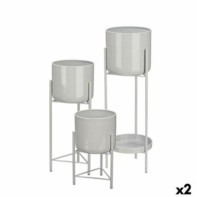 Plantenbakkenset Gift Decor Grijs Ijzer 3 Onderdelen (2 Stuks)