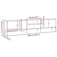 Tv-meubel met lade 200x25x44 cm bewerkt hout oud houtkleurig - thumbnail