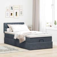 Ottoman bed met matras 90x200cm fluweel donkergrijs - thumbnail