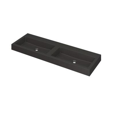INK Momento Wastafel Quartz Dubbel Zonder Kraangat - 1400x450x90 mm - Quartz Zwart