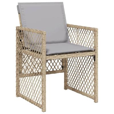 5-delige Tuinset met kussens poly rattan beige - thumbnail