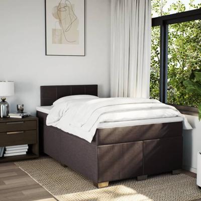 Boxspring met matras stof donkerbruin 120x200 cm