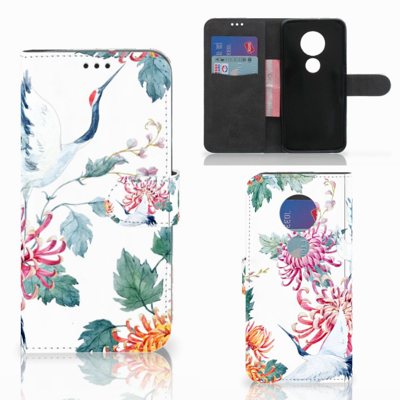 Motorola Moto G7 | G7 Plus | Telefoonhoesje | Met pasjeshouder | Bird Flowers