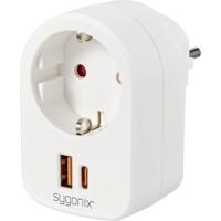 Sygonix SY-6713236 Tussenstekker Met USB Wit - thumbnail