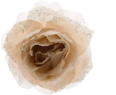 Roos op clip met glitters 14 cm creme Roos op clip met glitters 14 cm creme