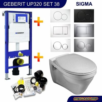 Geberit UP320 Toiletset set17 Gustavsberg Saval Vlakspoel met Sigma drukplaat