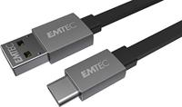 Emtec ECCHAT700TC USB-A/Type-C USB-C kabel, collectie T700, voor smartphone en tablet, 120 cm platte kabel - thumbnail