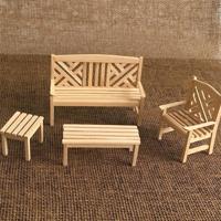 4 STKS/set 1:12 Doll House mini meubilair model outdoor tuinstoel kruk (19 x 14 5 x 5 5) - thumbnail