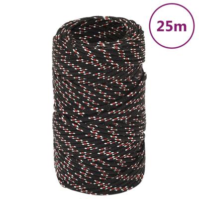 VidaXL Boot touw 2 mm 25 m polypropyleen zwart VidaXL Boot touw 2 mm 25 m polypropyleen zwart