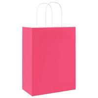VidaXL Papieren zakken 250 st met hengsels 21x11x28 cm roze - thumbnail