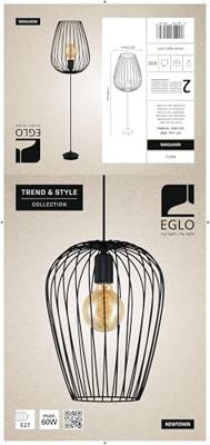 Eglo Hanglamp e27 zwart &apos;newtown&apos;