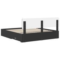Bedframe met hoofdeinde Zwart 200 x 200 cm Bewerkt hout - thumbnail