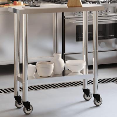 VidaXL Keukenwerktafel met wielen 82,5x30x85 cm roestvrij staal