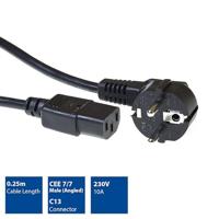 ACT Netsnoer CEE 7/7 male (haaks) - C13 zwart 0,2 m - thumbnail