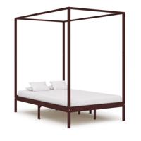 Hemelbedframe massief grenenhout donkerbruin 120x200 cm - thumbnail