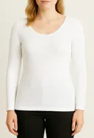 Entex thermo shirt dames lange mouw - Warm wollen ondershirt - Diepe ronde hals - thumbnail