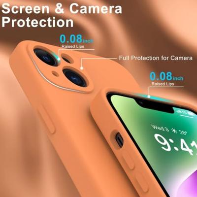 Lunso - iPhone 15 Plus - Hoesje Flexibel silicone Backcover - Oranje