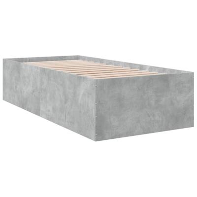Bedframe bewerkt hout betongrijs 75x190 cm