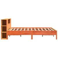 Bed met boekenkast zonder matras grenenhout wasbruin 200x200 cm - thumbnail