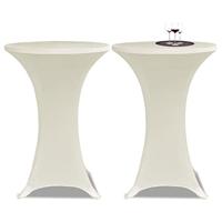 VidaXL Statafelhoes stretch ø80cm crème (2 stuks) - thumbnail