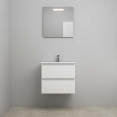 On-Line Badkamermeubelset - 60 cm - Voorgemonteerd - Acryl Wastafel - 1 Kraangat - Spiegel met LED-Verlichting - Hoogglans Wit