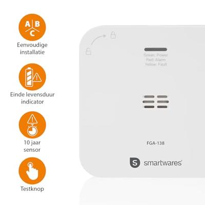 Smartwares FGA-13800 Koolmonoxidemelder Met app-besturing werkt op batterijen Detectie van Koolmonoxide - thumbnail