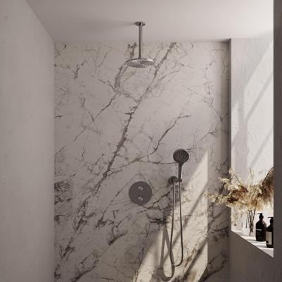 Brauer Brushed Carving Thermostatische Regendoucheset Inbouw - Hoofddouche 20 cm - 3 Weg - Handdouche Rond 3 Standen - Doucheslang - Wandaansluitbocht - Rvs