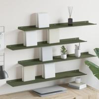 Wandplank met plank 4 pcs Olijf Groen 100 x 18 x 2,5 cm - thumbnail