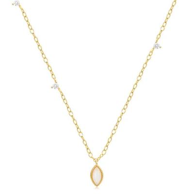 Zilveren Ketting met Gouden Plating en Opaal Hanger - Delicate Schoonheid van Elenza