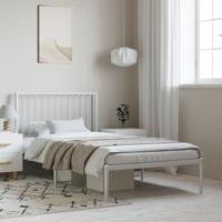 Bedframe met hoofdbord metaal wit 100x200 cm - thumbnail