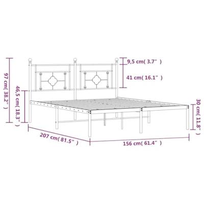 Bedframe met hoofdbord metaal wit 150x200 cm