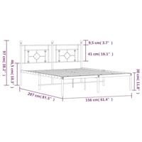 Bedframe met hoofdbord metaal wit 150x200 cm - thumbnail
