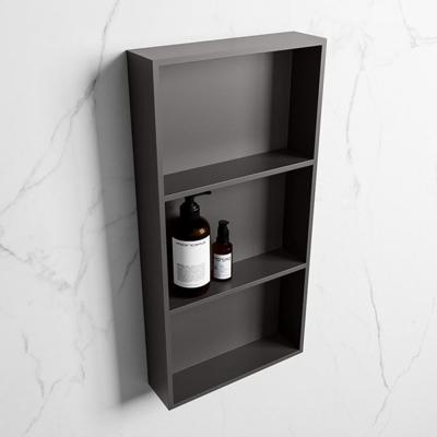 MONDIAZ EASY Nis 59,5x29,5cm in solid surface kleur DarkGrey | DarkGrey. 3 vakken geschikt voor in- of opbouw MONDIAZ EASY Nis 59,5x29,5cm in solid surface kleur DarkGrey | DarkGrey. 3 vakken geschikt voor in- of opbouw