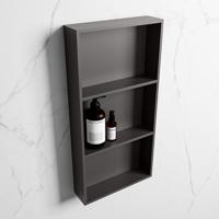 MONDIAZ EASY Nis 59,5x29,5cm in solid surface kleur DarkGrey | DarkGrey. 3 vakken geschikt voor in- of opbouw - thumbnail