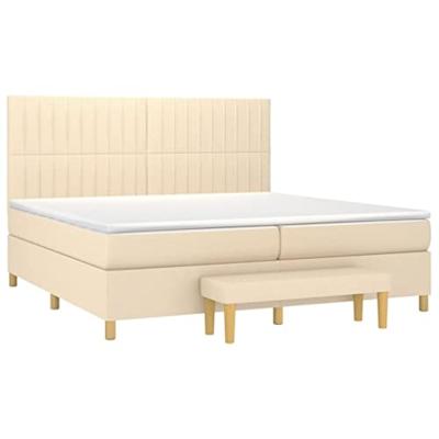 Boxspring met matras stof crèmekleurig 200x200 cm
