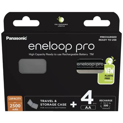 4 Panasonic Eneloop Pro AA batterijen + doosje
