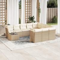 11-delige Tuinset met kussens poly rattan beige - thumbnail