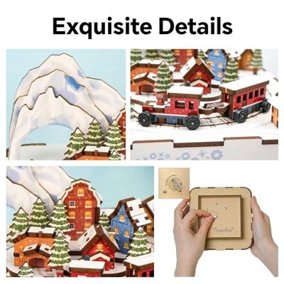 Tone-Cheer muziekdoosje Sneeuw Trein DIY Modelbouw Knutselen Tone-Cheer muziekdoosje Sneeuw Trein DIY Modelbouw Knutselen