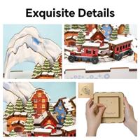 Tone-Cheer muziekdoosje Sneeuw Trein DIY Modelbouw Knutselen - thumbnail