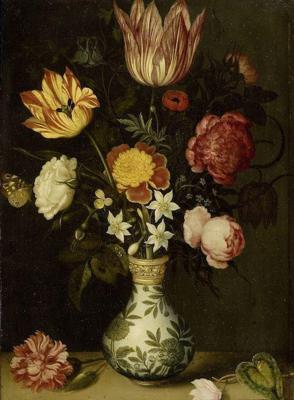 Ambrosius Bosschaert, Stilleven met bloemen in een Wan-li vaas 60x90cm, Rijksmuseum, print op canvas, premium print, oude meester Ambrosius Bosschaert, Stilleven met bloemen in een Wan-li vaas 60x90cm, Rijksmuseum, print op canvas, premium print, oude meester