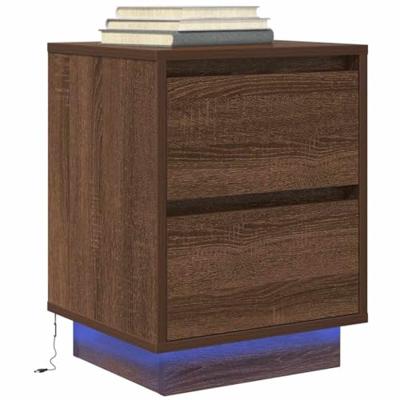 Nachtkastjes met led-verlichting 2 st bruin eikenkleurig